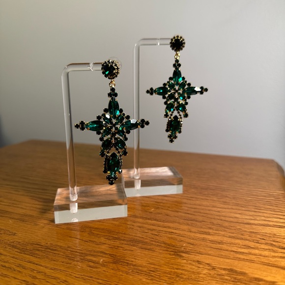 Dolce and Gabbana inspired emerald cross earrings - Picture 1 of 5